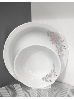 UltraMint Şık Porselen 12 Parça 6 Kişilik Tabak ve Kaseler Seti