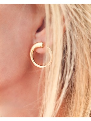 MoM's Collection Artemis Çember 14K Altın Rengi Küpe