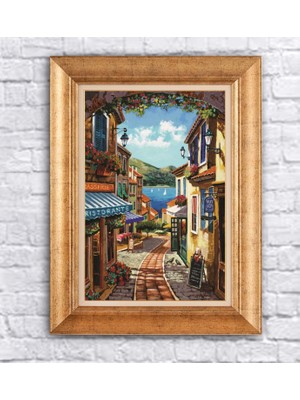 Giyense Altın Çerçeveli Paspartulu Manzara Tablo DF0708