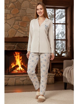 Remsa Kadın Tavşan Desenli Suprem Pijama Takımı 0528 VIZON09