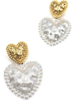 Royaleks Metal Inci Kalp Küpe - Altın