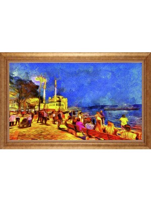 Giyense Altın Çerçeveli Paspartulu Manzara Tablo DF1602