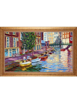 Giyense Altın Çerçeveli Paspartulu Manzara Tablo DF1884