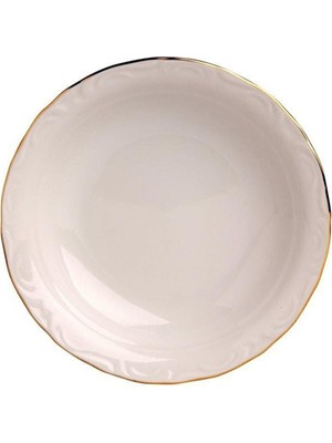 UltraMint 12'li Porselen Çukur Tabak Seti Altın Yaldız 20 cm