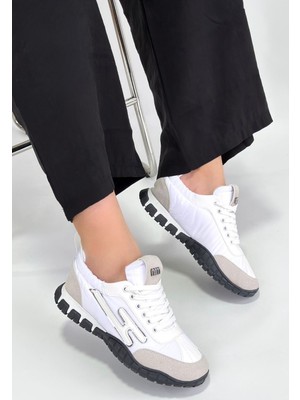 Shoegar Huer Beyaz Nubuk Bağcıklı Spor Ayakkabı