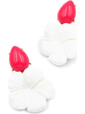 Royaleks Çiçek Küpe - Beyaz