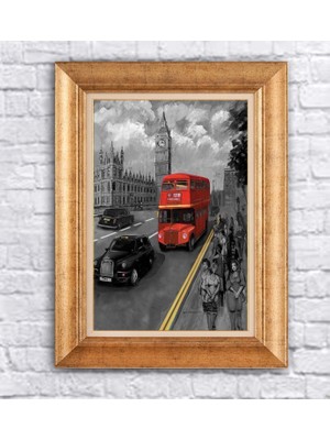 Giyense Altın Çerçeveli Paspartulu Manzara Tablo DF1143