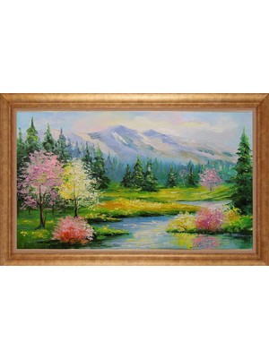 Giyense Altın Çerçeveli Paspartulu Manzara Tablo DF1877