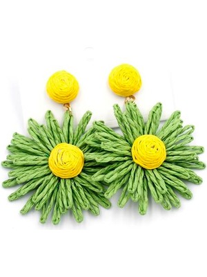 Royaleks Papatya Hasır Küpe - Yeşil