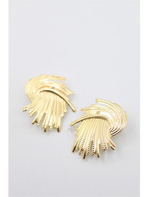 Royaleks Metal Yaprak Küpe - Altın