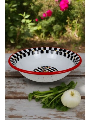 UltraMint 32 cm Emaye Leğen, Çok Amaçlı Çırpma ve Meyve Kabı