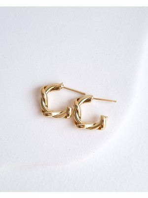MoM's Collection Mini Twist 14K Altın Rengi Küpe