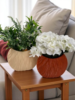 Todekora Modern Kayık Vazo 2'li Set Kahverengi ve Ten Tonları