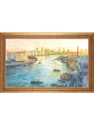 Giyense Altın Çerçeveli Paspartulu Manzara Tablo DF1239