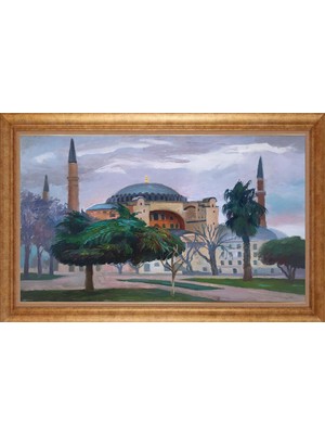 Giyense Altın Çerçeveli Paspartulu Manzara Tablo DF1514