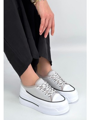 Shoegar Dalen Gri Keten Bağcıklı Spor Ayakkabı