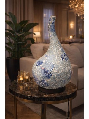 Otantik El Yapımı Mozaik Lamba | Salon & Cafe Dekorasyonu | 43 cm