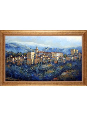 Giyense Altın Çerçeveli Paspartulu Manzara Tablo DF0804