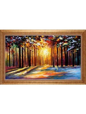 Giyense Altın Çerçeveli Paspartulu Manzara Tablo DF0779