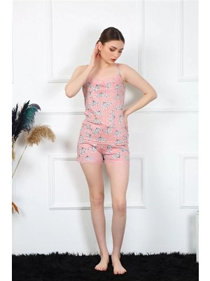 Veralya Moda Kadın Ip Askılı Şortlu Takım Somon