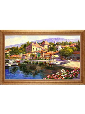 Giyense Altın Çerçeveli Paspartulu Manzara Tablo DF1614