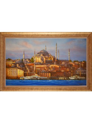 Giyense Altın Çerçeveli Paspartulu Manzara Tablo DF1926