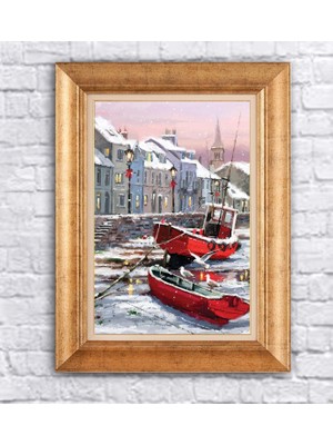 Giyense Altın Çerçeveli Paspartulu Manzara Tablo DF1131