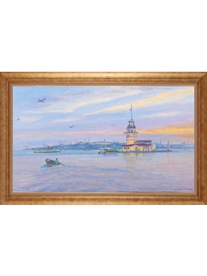 Giyense Altın Çerçeveli Paspartulu Manzara Tablo DF0562