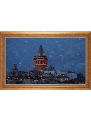 Giyense Altın Çerçeveli Paspartulu Manzara Tablo DF0758