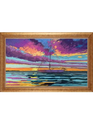 Giyense Altın Çerçeveli Paspartulu Manzara Tablo DF0953