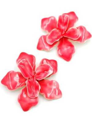 Royaleks Metal Çiçek Küpe - Pembe