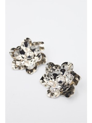 Royaleks Metal Çiçek Küpe - Gümüş