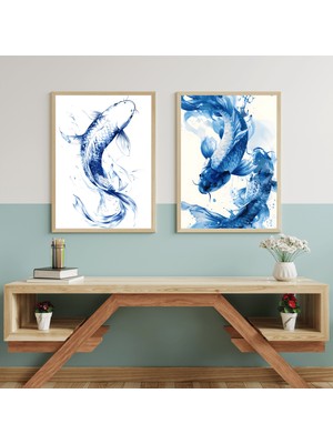 Boketto Opus - Koi Balığı Şans Dekoratif Poster Modern Duvar Posteri Estetik Tablo