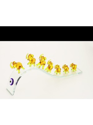 Es Dekor 26X4X10CM Büyük Kristal Yedili Fil Sarı