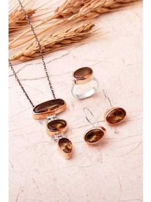 Sümer Telkari Renk Değiştiren Sultan Taşlı Elişi 925 Ayar Gümüş Set 2865