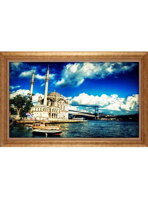 Giyense Altın Çerçeveli Paspartulu Manzara Tablo DF1961