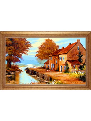 Giyense Altın Çerçeveli Paspartulu Manzara Tablo DF1499