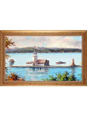 Giyense Altın Çerçeveli Paspartulu Manzara Tablo DF0827