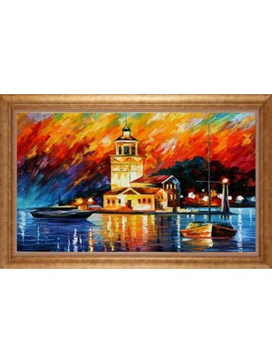 Giyense Altın Çerçeveli Paspartulu Manzara Tablo DF1361