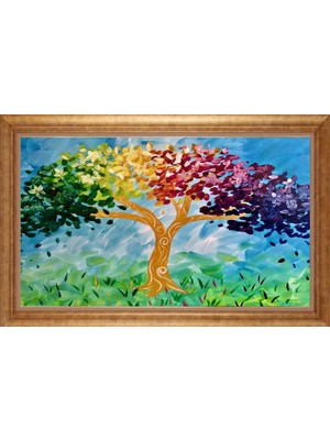 Giyense Altın Çerçeveli Paspartulu Manzara Tablo DF1948