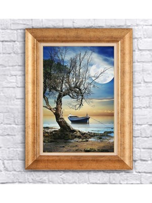 Giyense Altın Çerçeveli Paspartulu Manzara Tablo DF1106