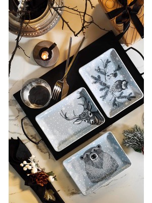 UltraMint Şık 3 Parça Düz Tabak Seti, Modern ve Zarif Tasarım