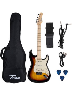 Trion TGP-112-SB Aksesuar ve Amfi Dahil Sunburst Elektro Gitar Seti