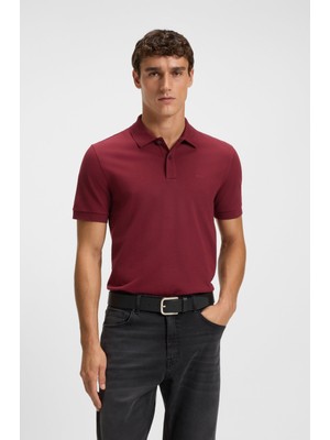 Boss Erkek Polo Yaka Regular Fit Pamuklu Kısa Kollu Koyu Kırmızı Polo Yaka T-Shirt 50468362-602