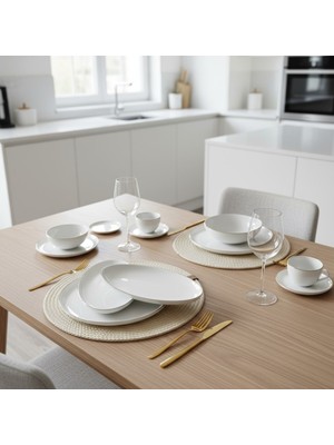 UltraMint 2'li 20 cm Gümüş Fileli Porselen Kayık Tabak Seti, Şık Sofralar Için