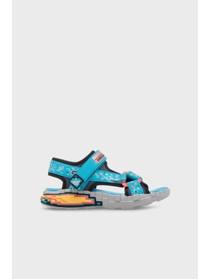 Skechers Mega-Splash Piksel Detaylı Cırt Cırtlı Sandalet Erkek Çocuk Sandalet 402161L Tqbk