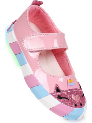 Kiko Kids Gilan Cırtlı Işıklı Kız Çocuk Babet Ayakkabı