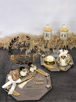 UltraMint Nişan Tepsi Takımı ve 200 Adet Madlen Çikolata Hediye Seti