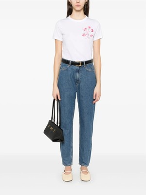 Boss Kadın Dokuma Kumaş Dar Kalıp Yuvarlak Yakalı Kısa Kollu Beyaz2 T-Shirt 50535322-102