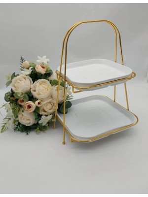 E Elmas 2 Katlı Lüks Metal Sunumluk Nişan Çikolata Standı Düğün ve Kız Isteme Tepsi Seti2